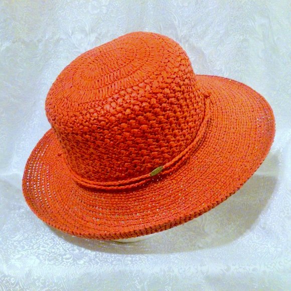 Scala Collezione Red Raffia Rolled Brim Sun Hat - Picture 4 of 5
